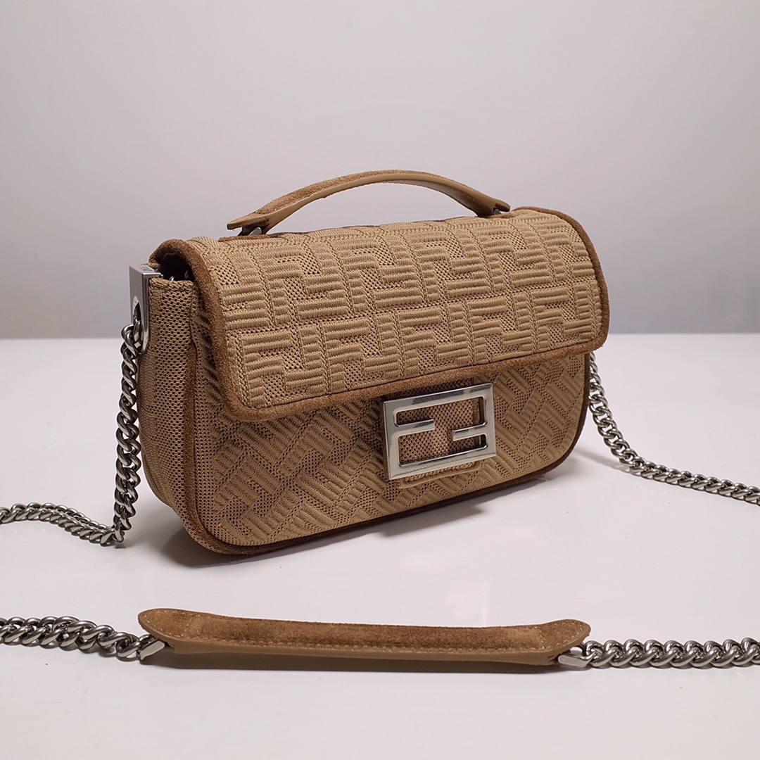 Fendi Iconic Medium Baguette Bag With Chain  (24-14.5-7CM)   8BR793 - DopestKickz