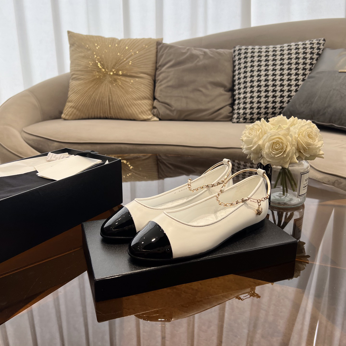 Dior Lambskin & Patent Calfskin Black Ballerinas - DopestKickz