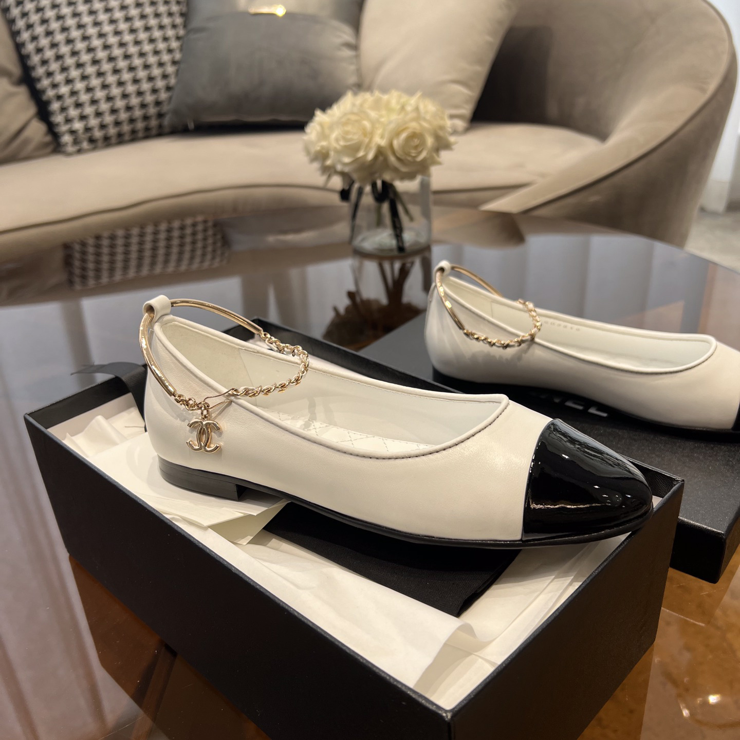 Dior Lambskin & Patent Calfskin Black Ballerinas - DopestKickz