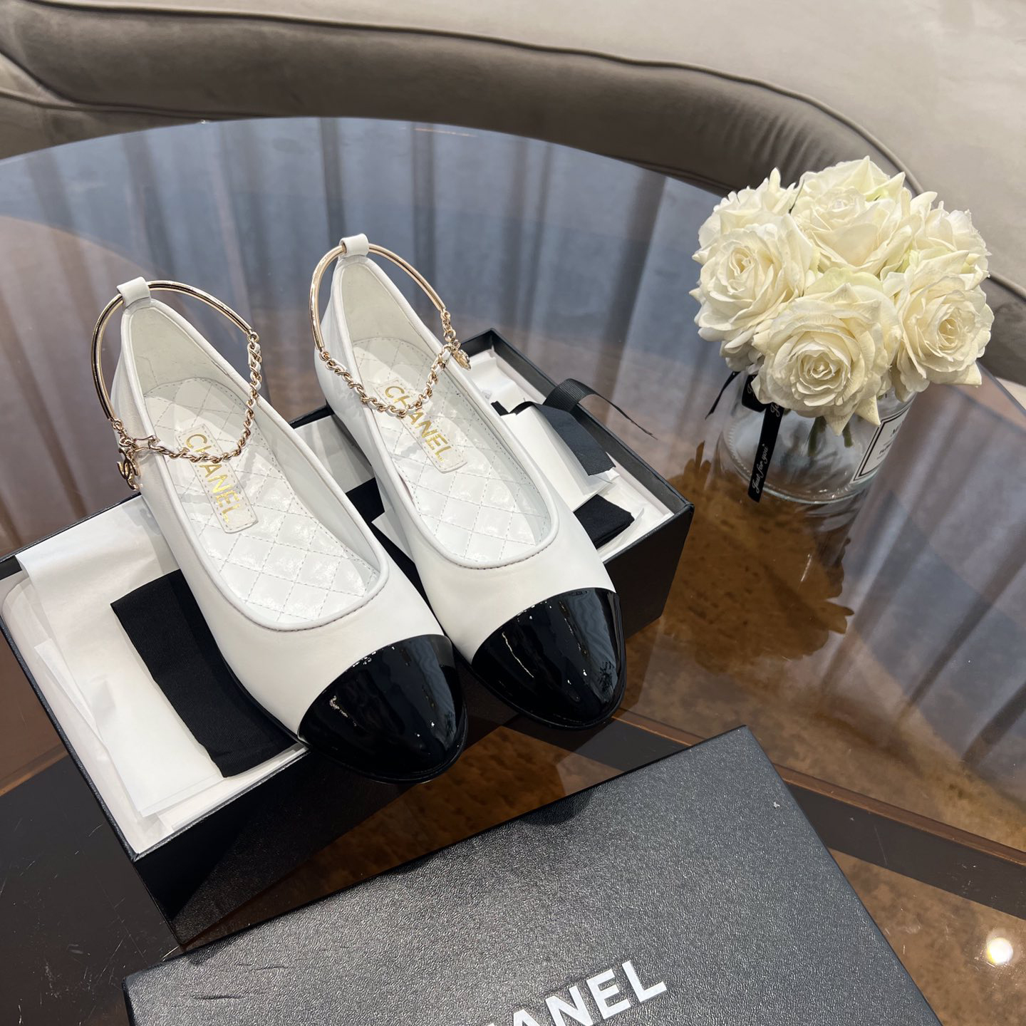 Dior Lambskin & Patent Calfskin Black Ballerinas - DopestKickz