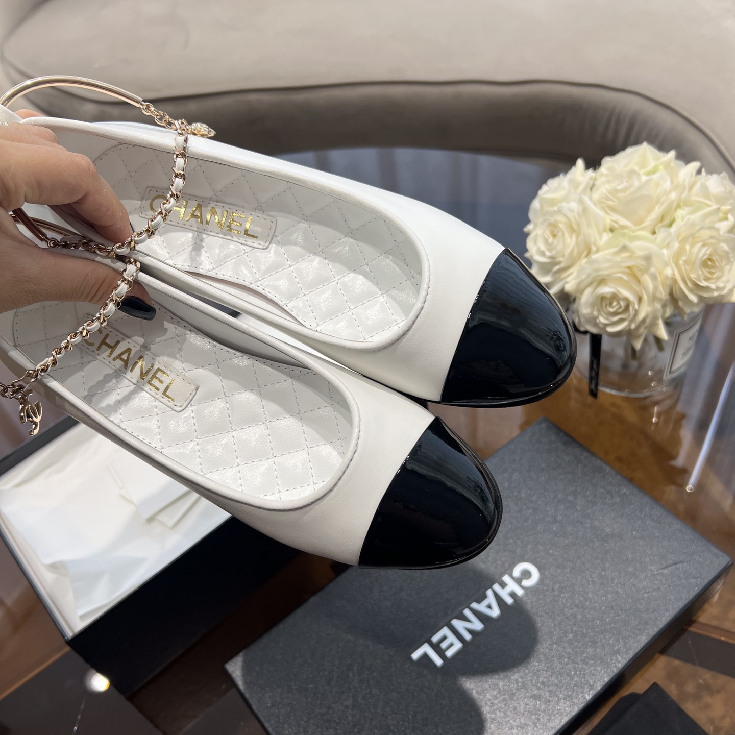 Dior Lambskin & Patent Calfskin Black Ballerinas - DopestKickz