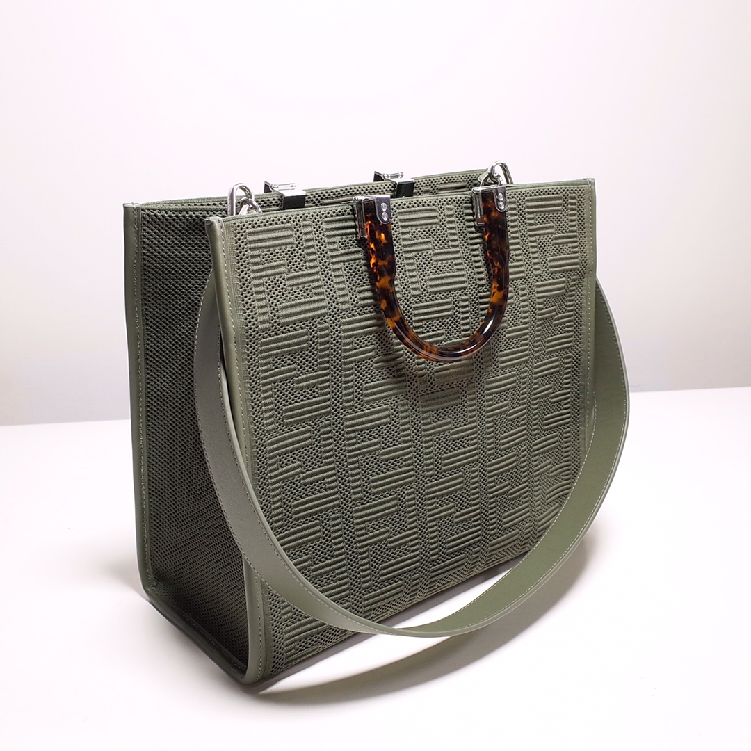 Fendi Sunshine Medium Shopper Bag In Green(35-31-17cm)  8BH386 - DopestKickz