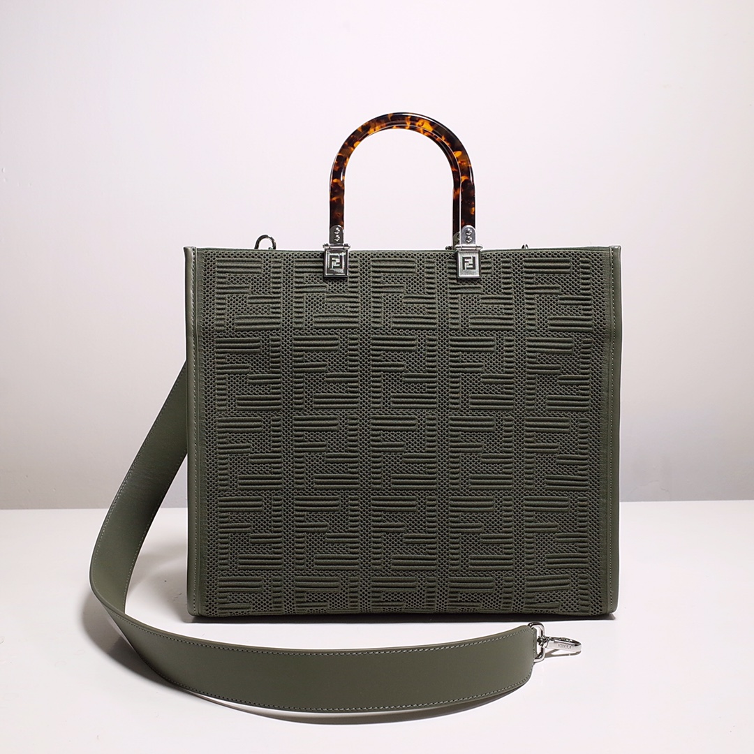 Fendi Sunshine Medium Shopper Bag In Green(35-31-17cm)  8BH386 - DopestKickz
