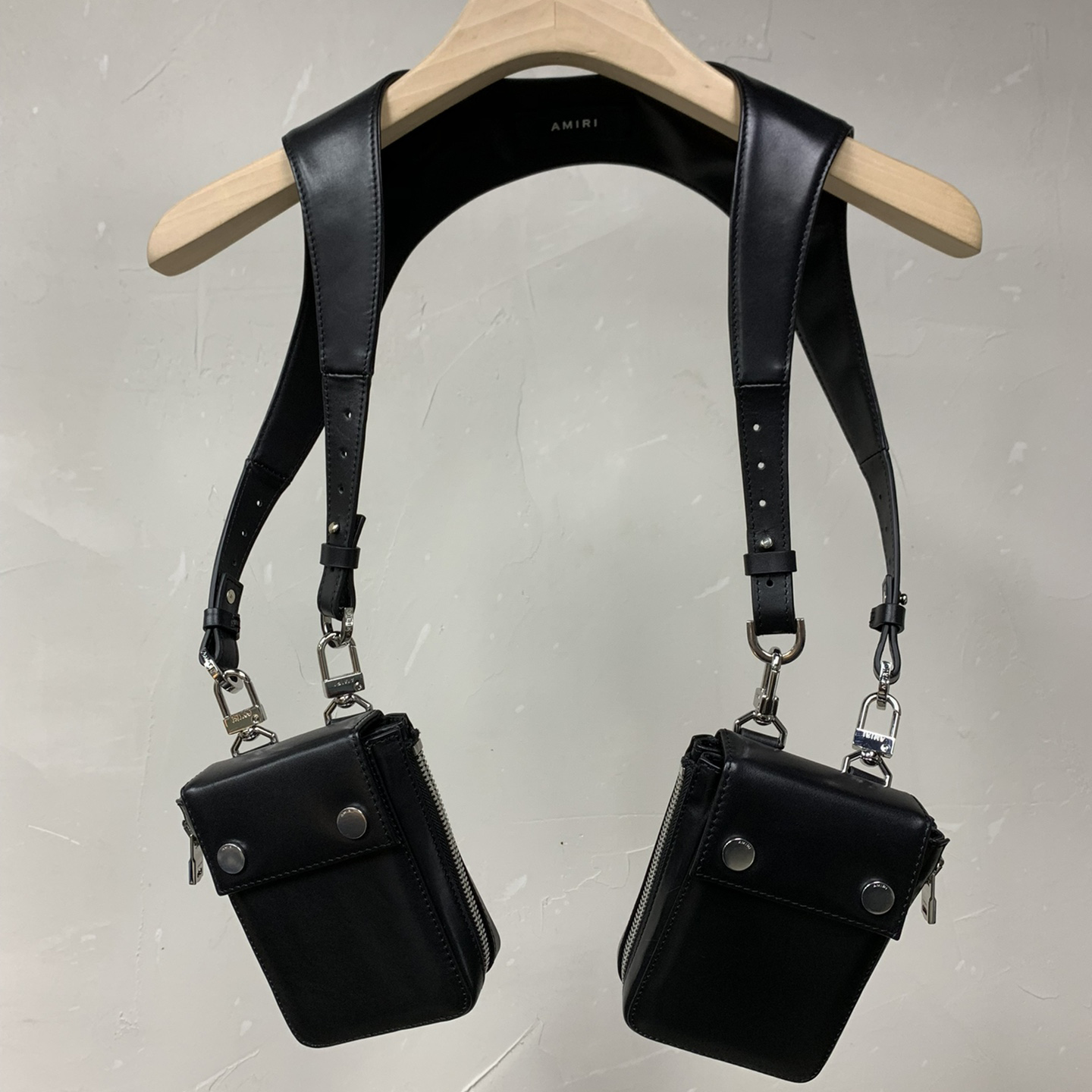 Amiri Black Leather Harness Bag - DopestKickz