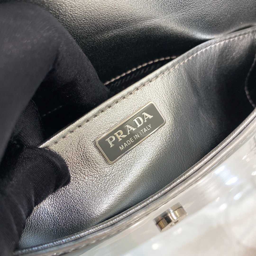 Prada Cleo Brushed Leather Shoulder Bag In Silver(24-19-6cm)   1BD303 - DopestKickz