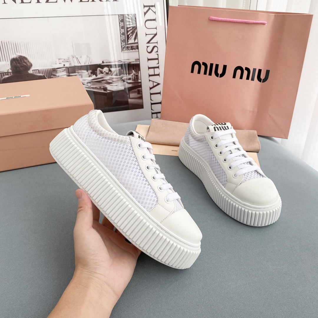 Miu Miu Mesh Flatform Sneakers - DopestKickz
