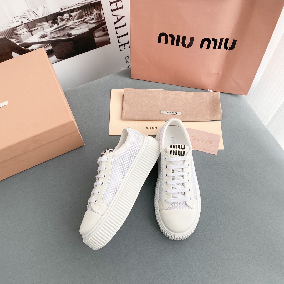 Miu Miu Mesh Flatform Sneakers - DopestKickz