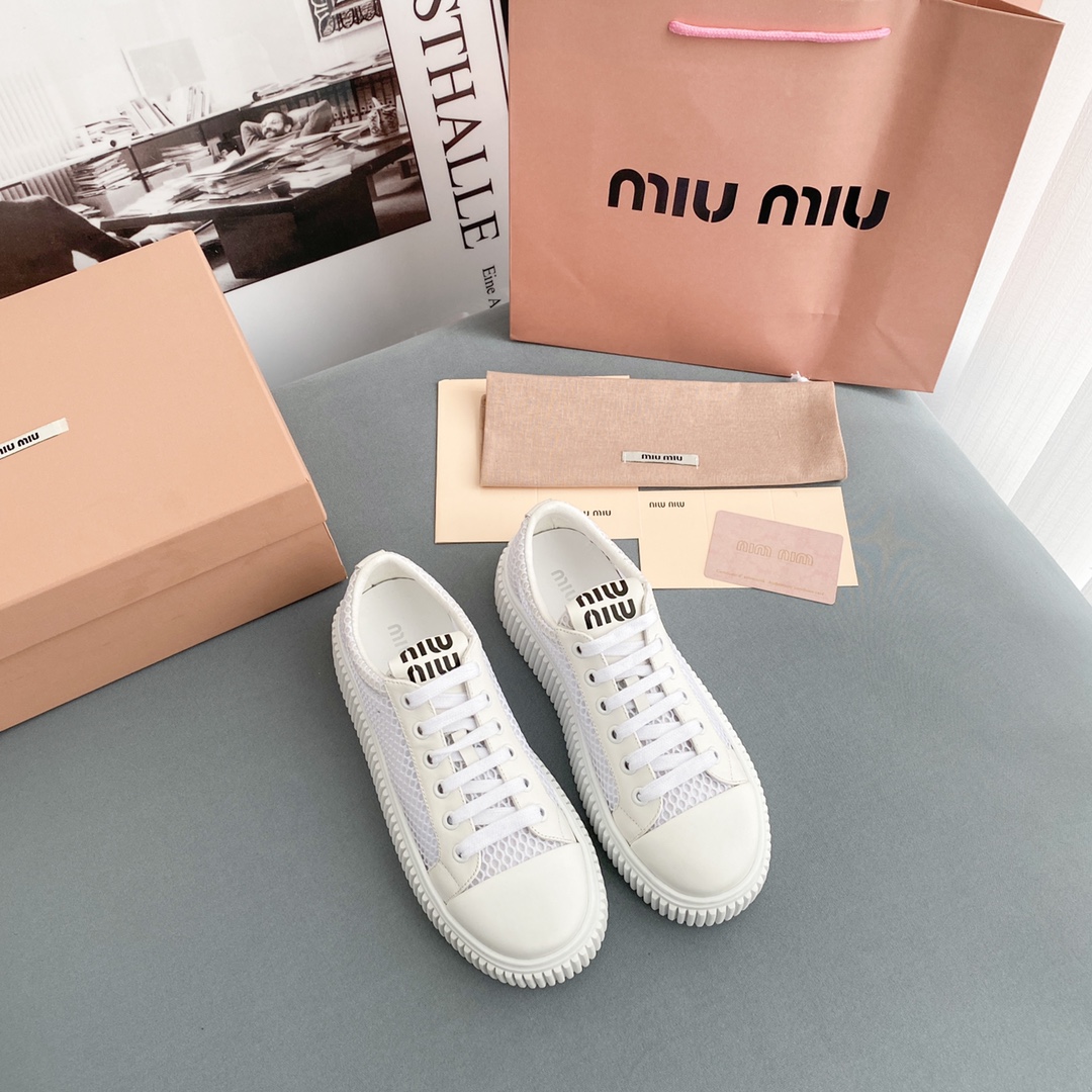 Miu Miu Mesh Flatform Sneakers - DopestKickz