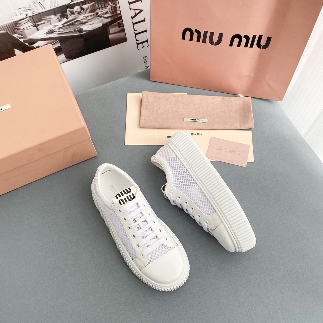 Miu Miu Mesh Flatform Sneakers - DopestKickz