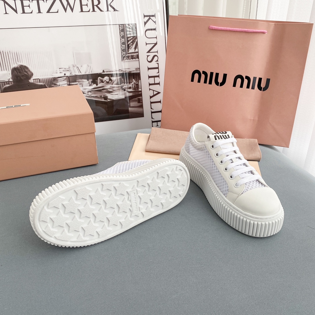Miu Miu Mesh Flatform Sneakers - DopestKickz