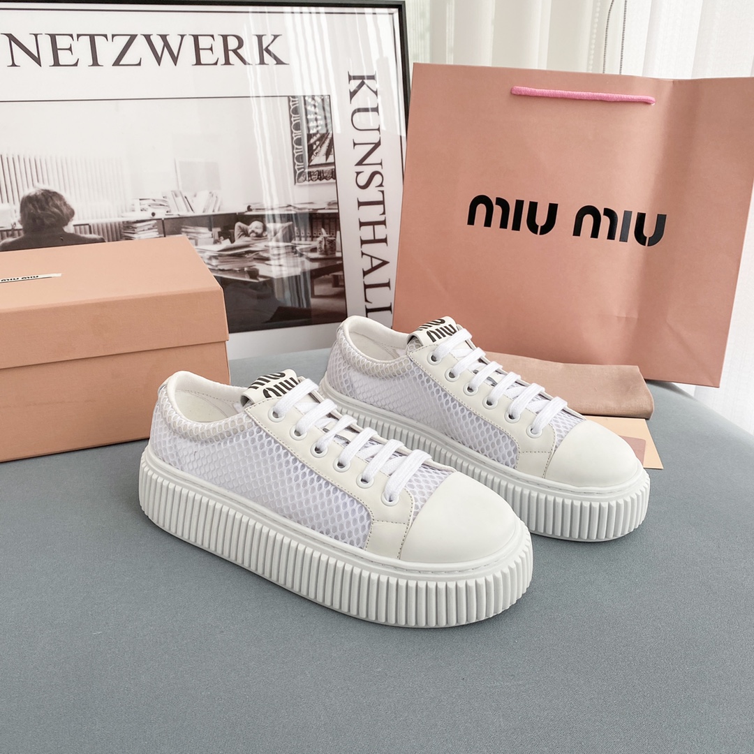 Miu Miu Mesh Flatform Sneakers - DopestKickz