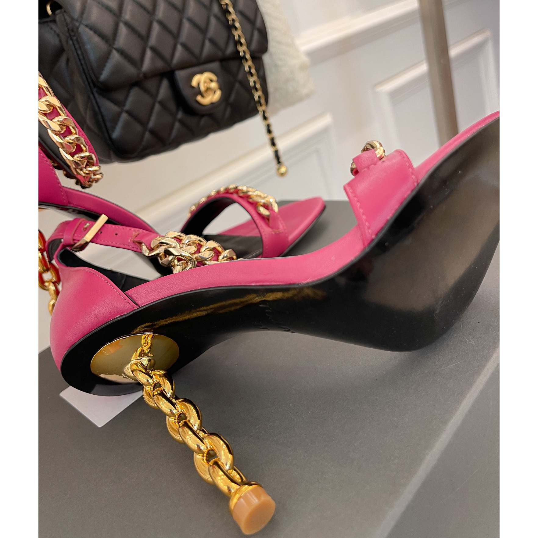 Tom Ford Chain-Trimmed Leather Sandals With Heel Height Of 10.5cm - DopestKickz