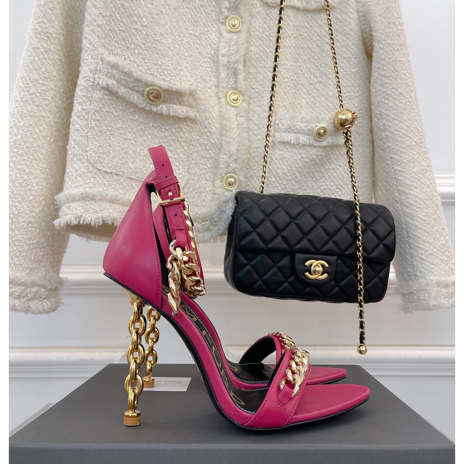 Tom Ford Chain-Trimmed Leather Sandals With Heel Height Of 10.5cm - DopestKickz