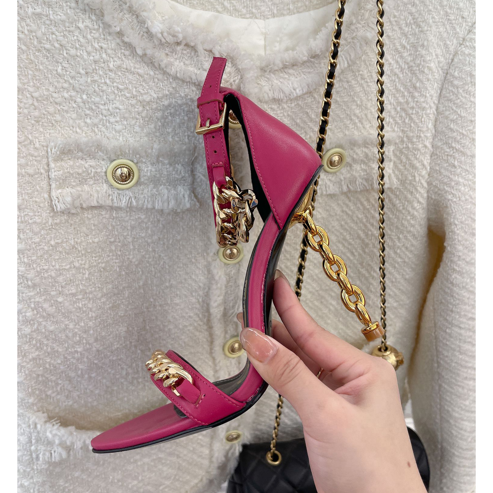 Tom Ford Chain-Trimmed Leather Sandals With Heel Height Of 10.5cm - DopestKickz