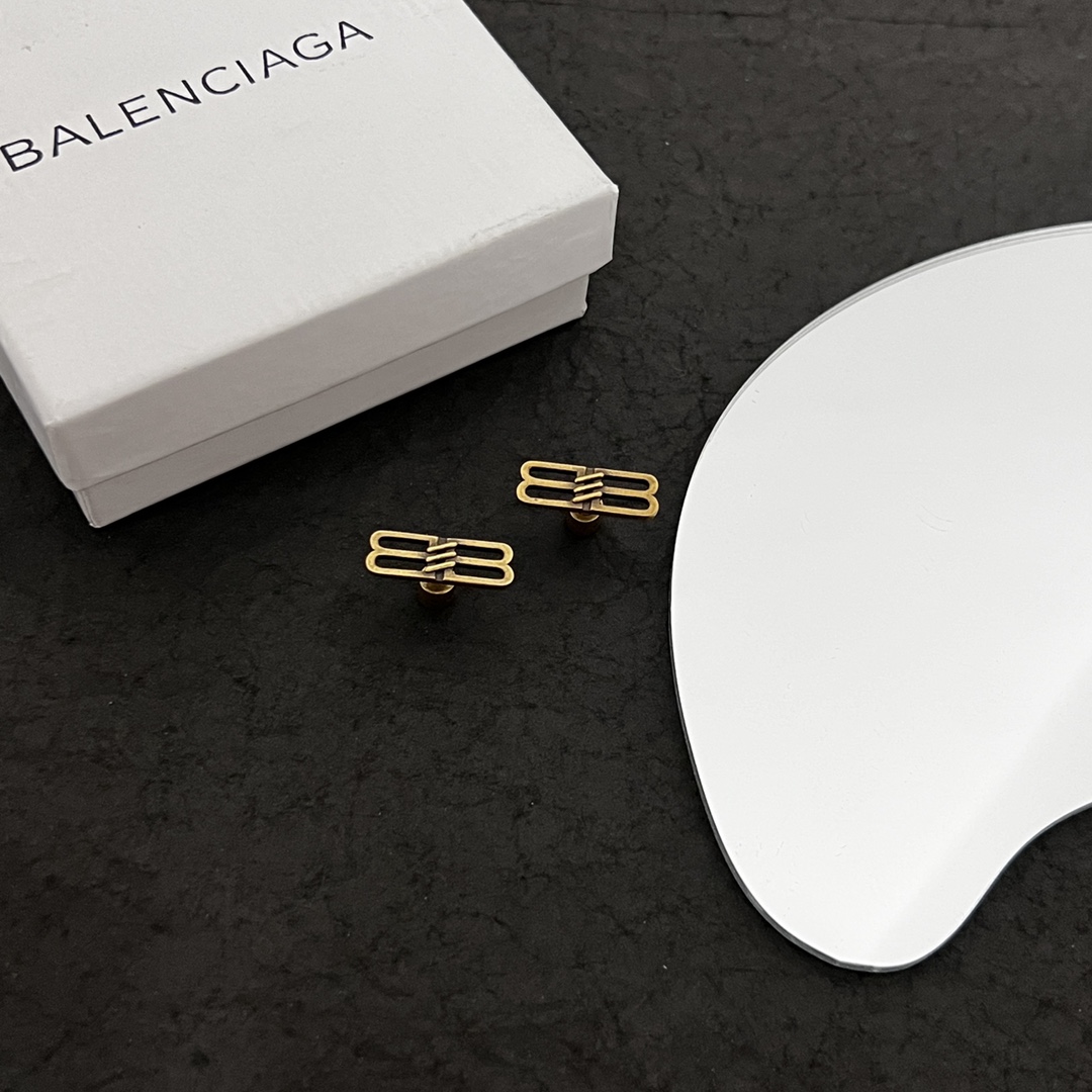 Balenciaga BB Icon Earrings In Aged-Gold Brass - DopestKickz