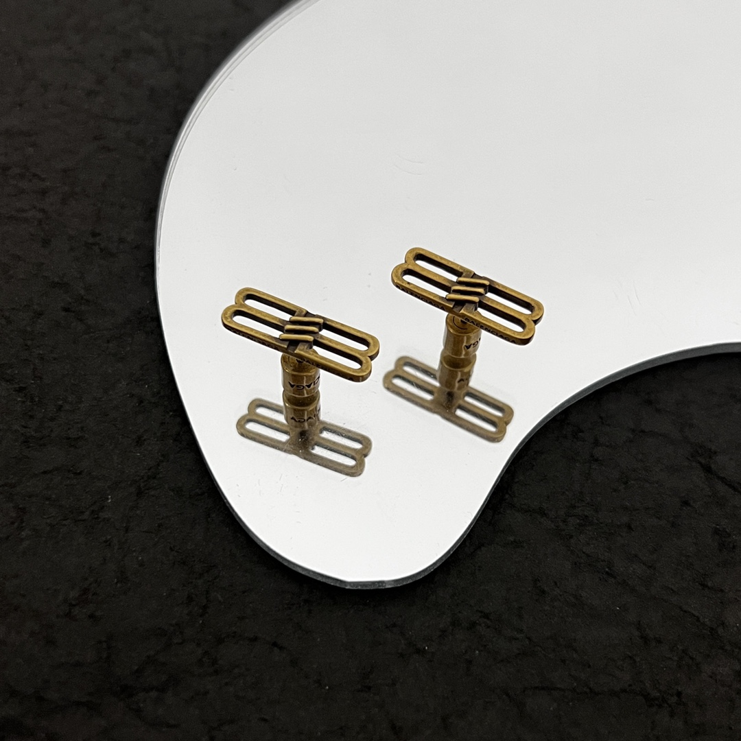 Balenciaga BB Icon Earrings In Aged-Gold Brass - DopestKickz