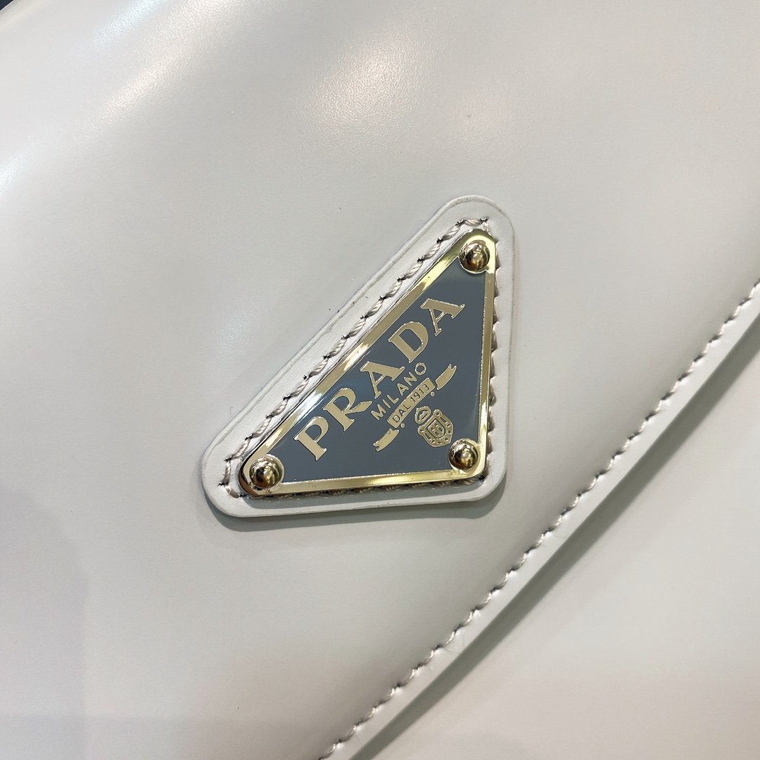 Prada Cleo Brushed Leather Shoulder Bag In Grey(24-19-6cm)   1BD303 - DopestKickz