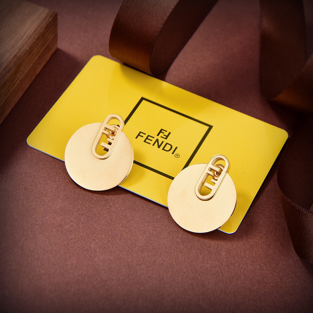 Fendi O’Lock Gold-Coloured Earrings - DopestKickz