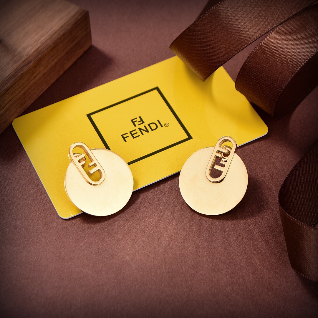 Fendi O’Lock Gold-Coloured Earrings - DopestKickz