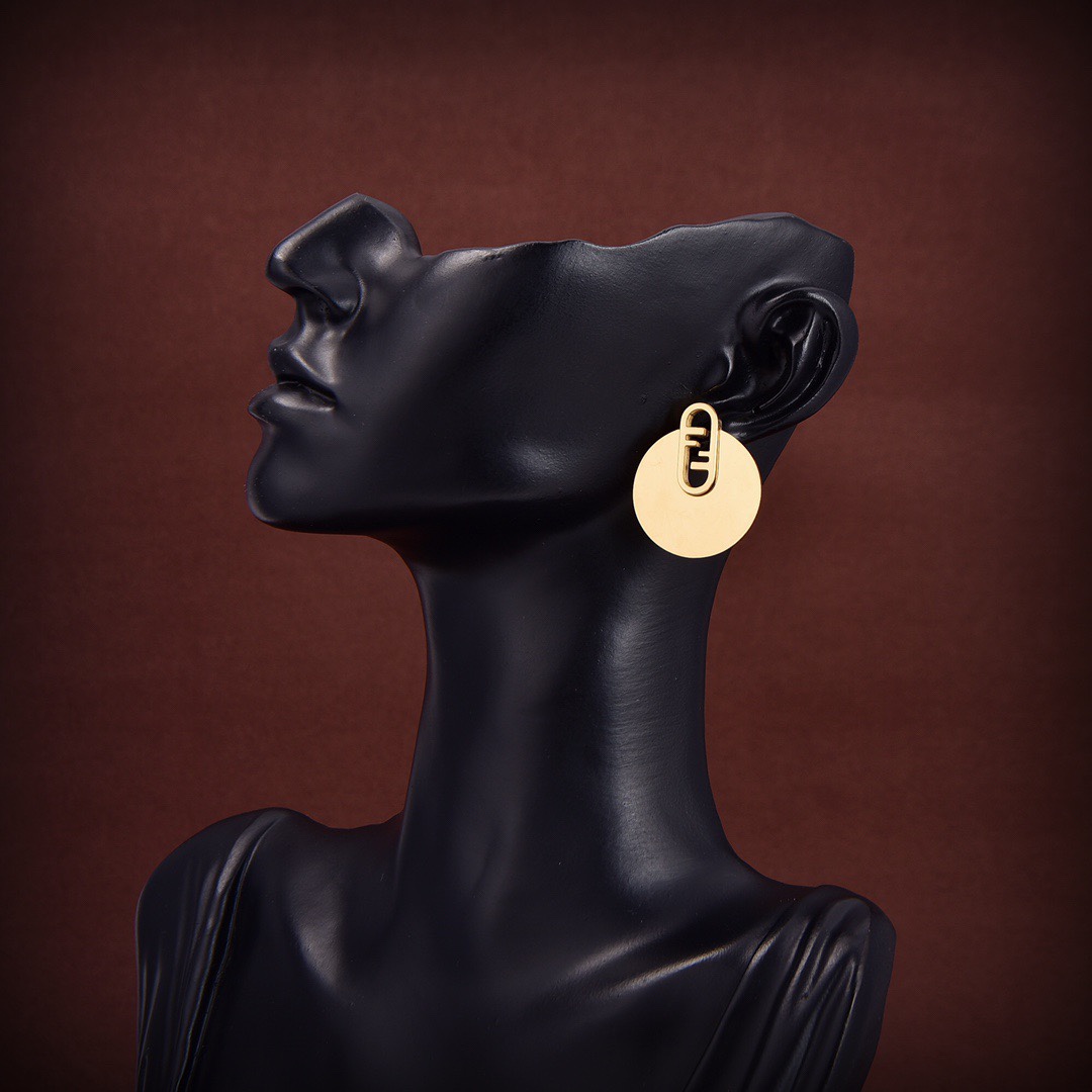 Fendi O’Lock Gold-Coloured Earrings - DopestKickz