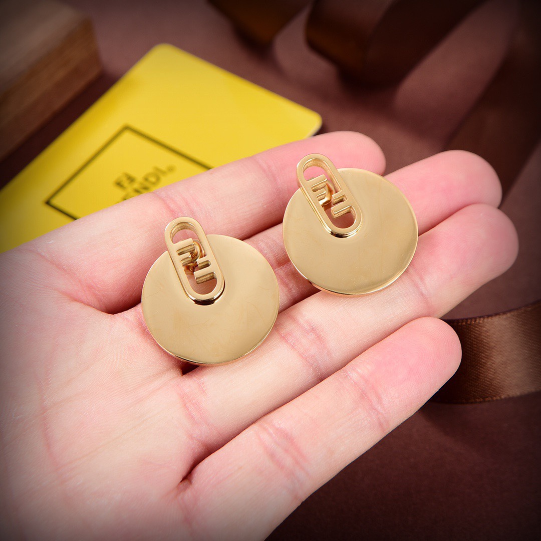 Fendi O’Lock Gold-Coloured Earrings - DopestKickz