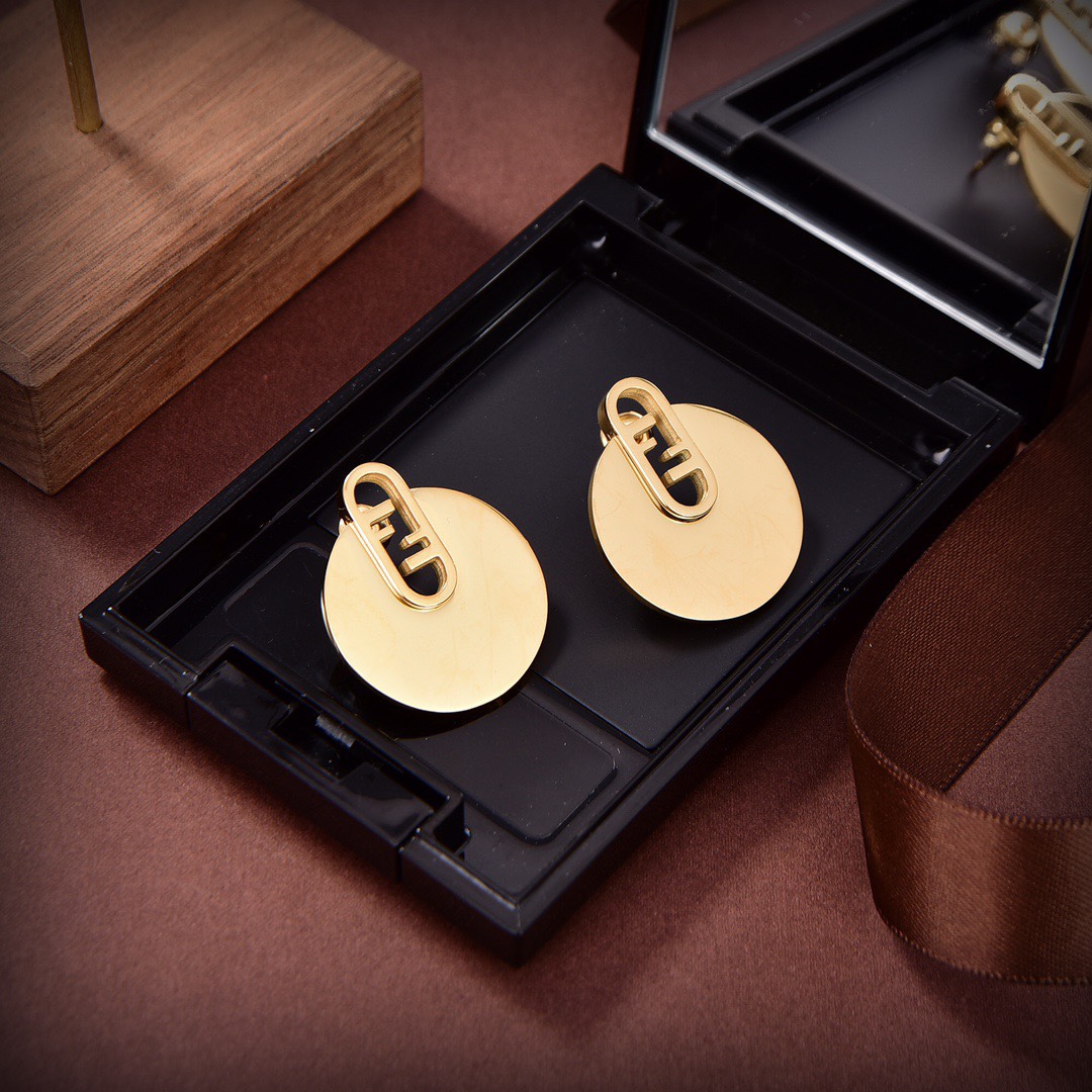 Fendi O’Lock Gold-Coloured Earrings - DopestKickz