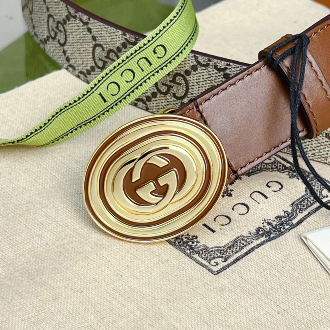 Gucci  Belt With Interlocking G Oval Buckle - DopestKickz