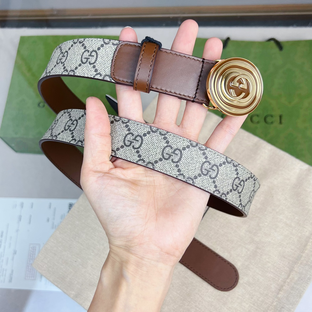 Gucci  Belt With Interlocking G Oval Buckle - DopestKickz