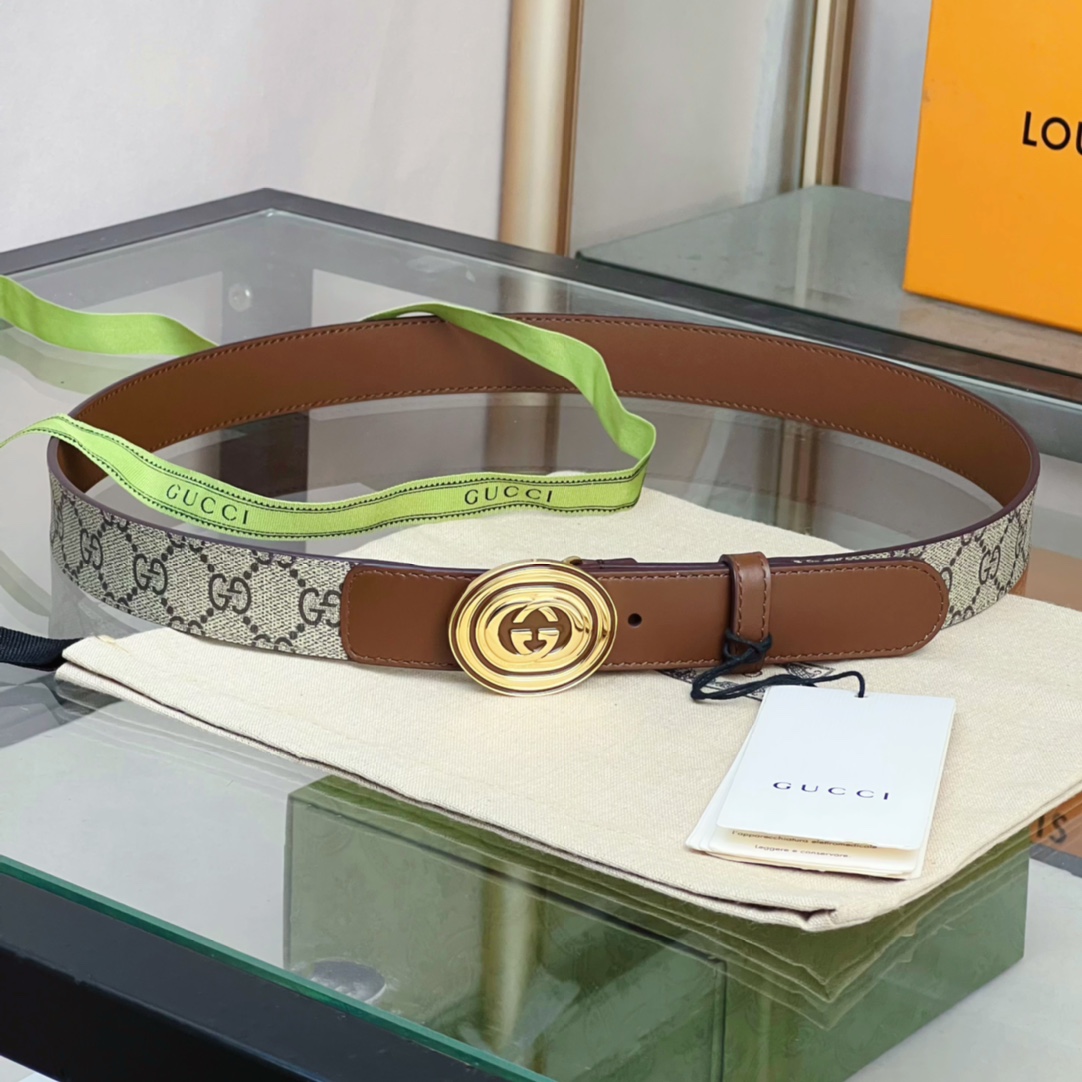 Gucci  Belt With Interlocking G Oval Buckle - DopestKickz