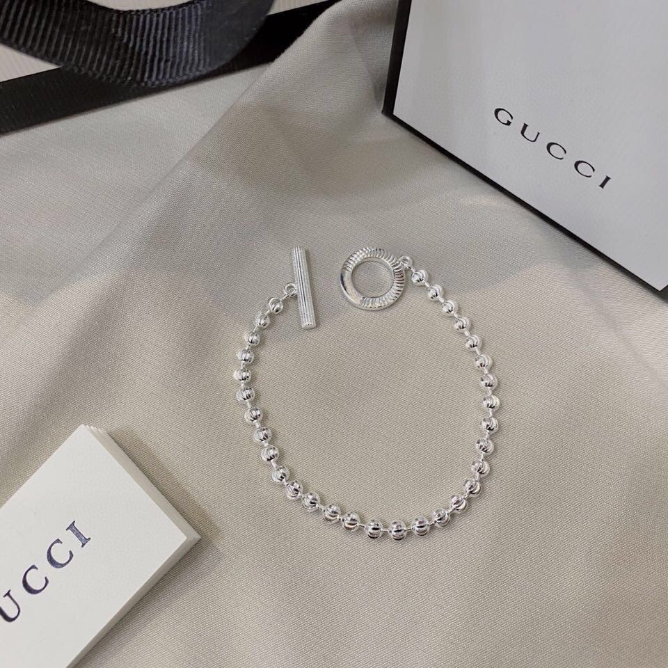 Gucci Silver Boule Chain Bracelet - DopestKickz