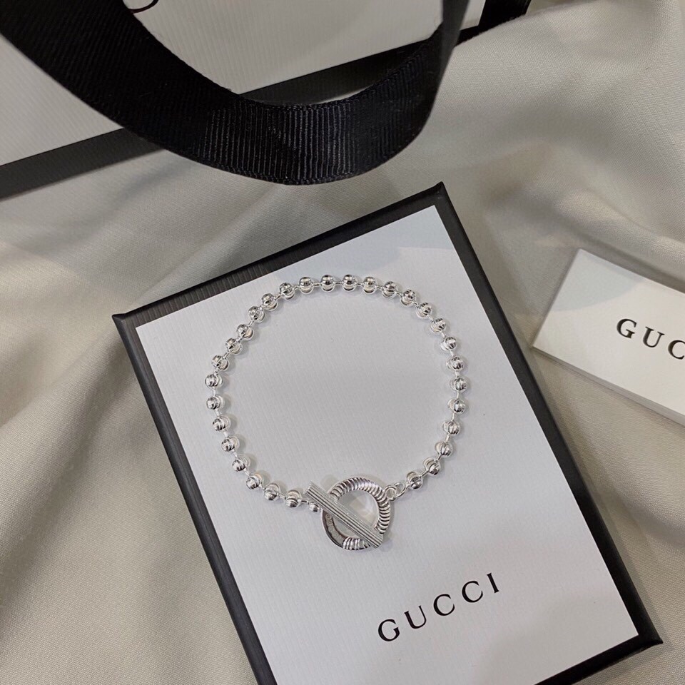 Gucci Silver Boule Chain Bracelet - DopestKickz