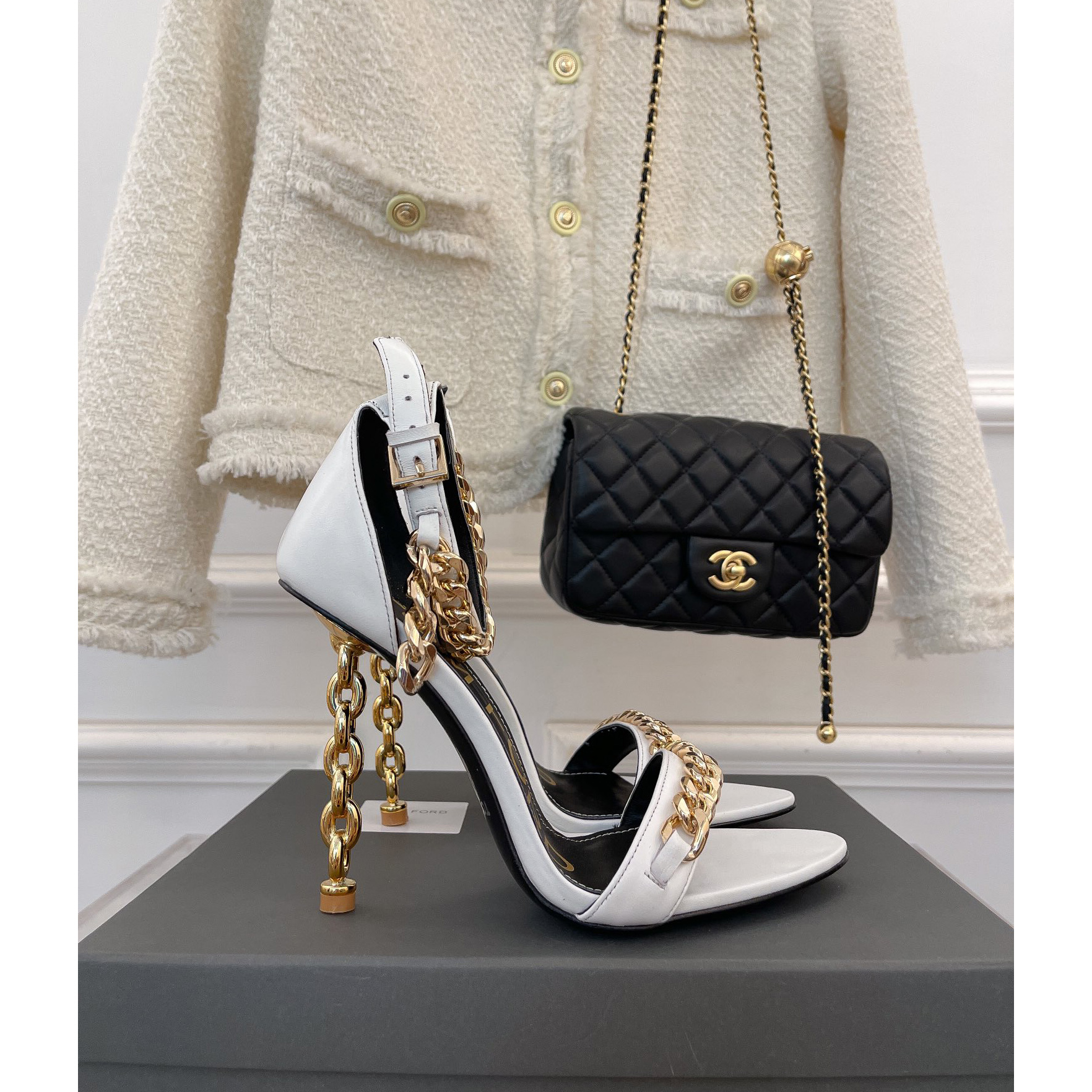 Tom Ford Chain-Trimmed Leather Sandals With Heel Height Of 10.5cm - DopestKickz