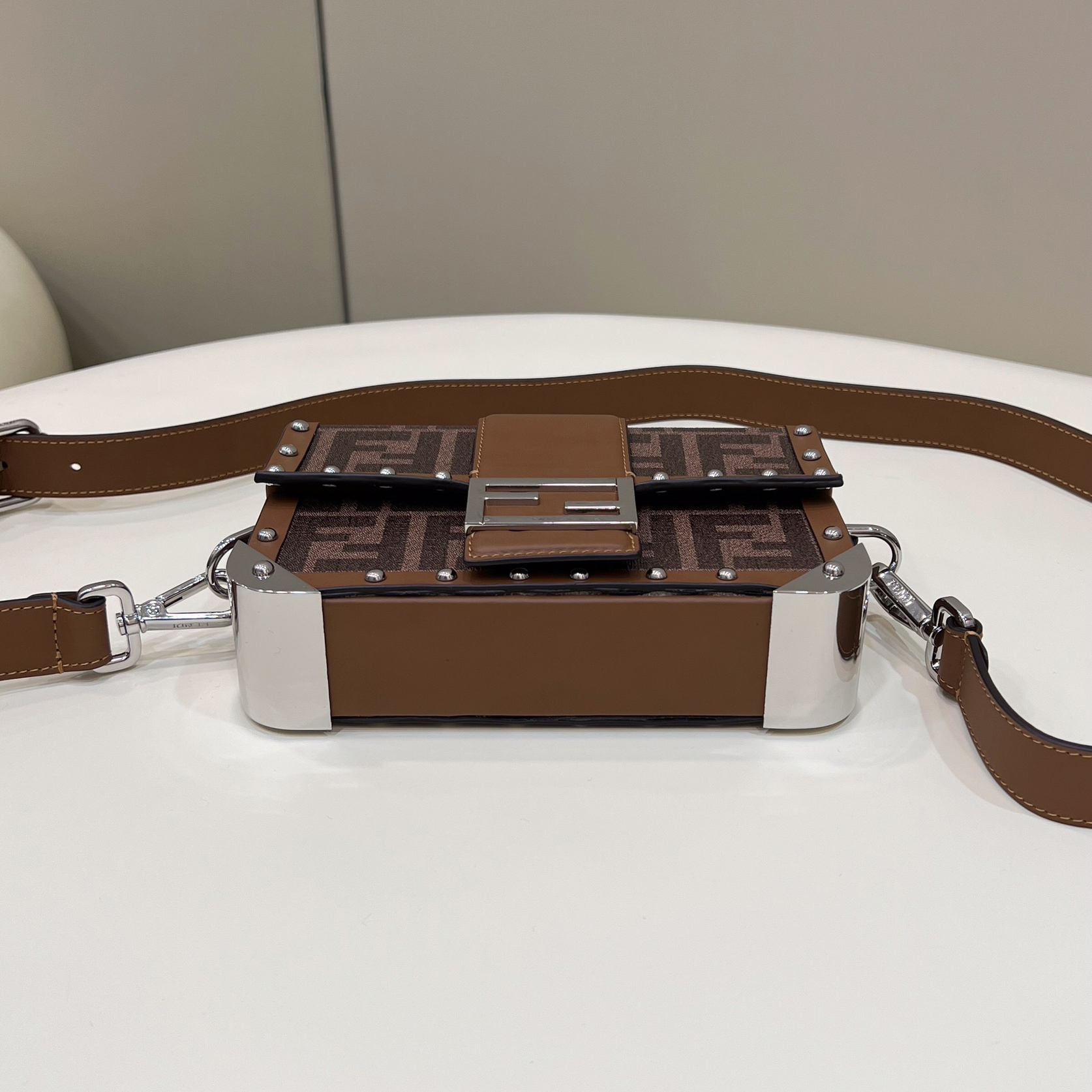 Fendi Baguette Trunk Mini Brown Fabric Bag(18.5-11.5-5cm) - DopestKickz