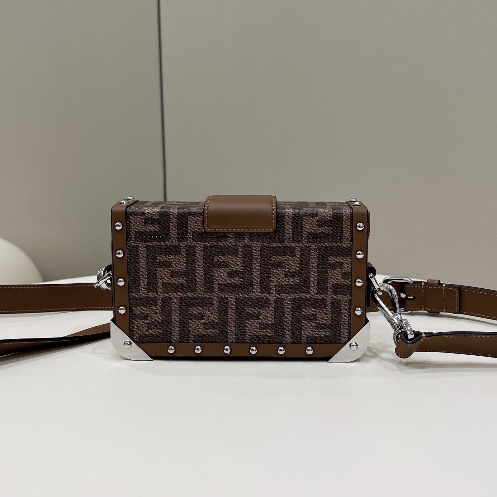 Fendi Baguette Trunk Mini Brown Fabric Bag(18.5-11.5-5cm) - DopestKickz