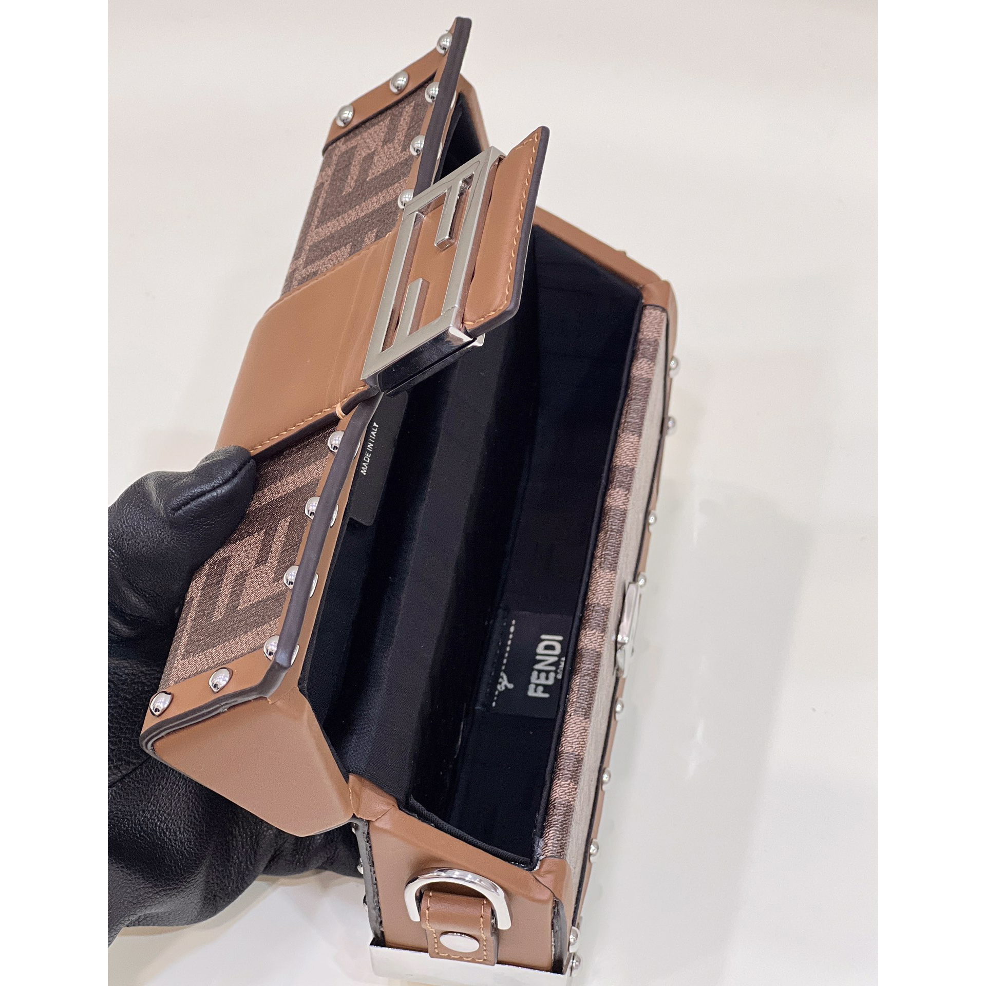 Fendi Baguette Trunk Mini Brown Fabric Bag(18.5-11.5-5cm) - DopestKickz