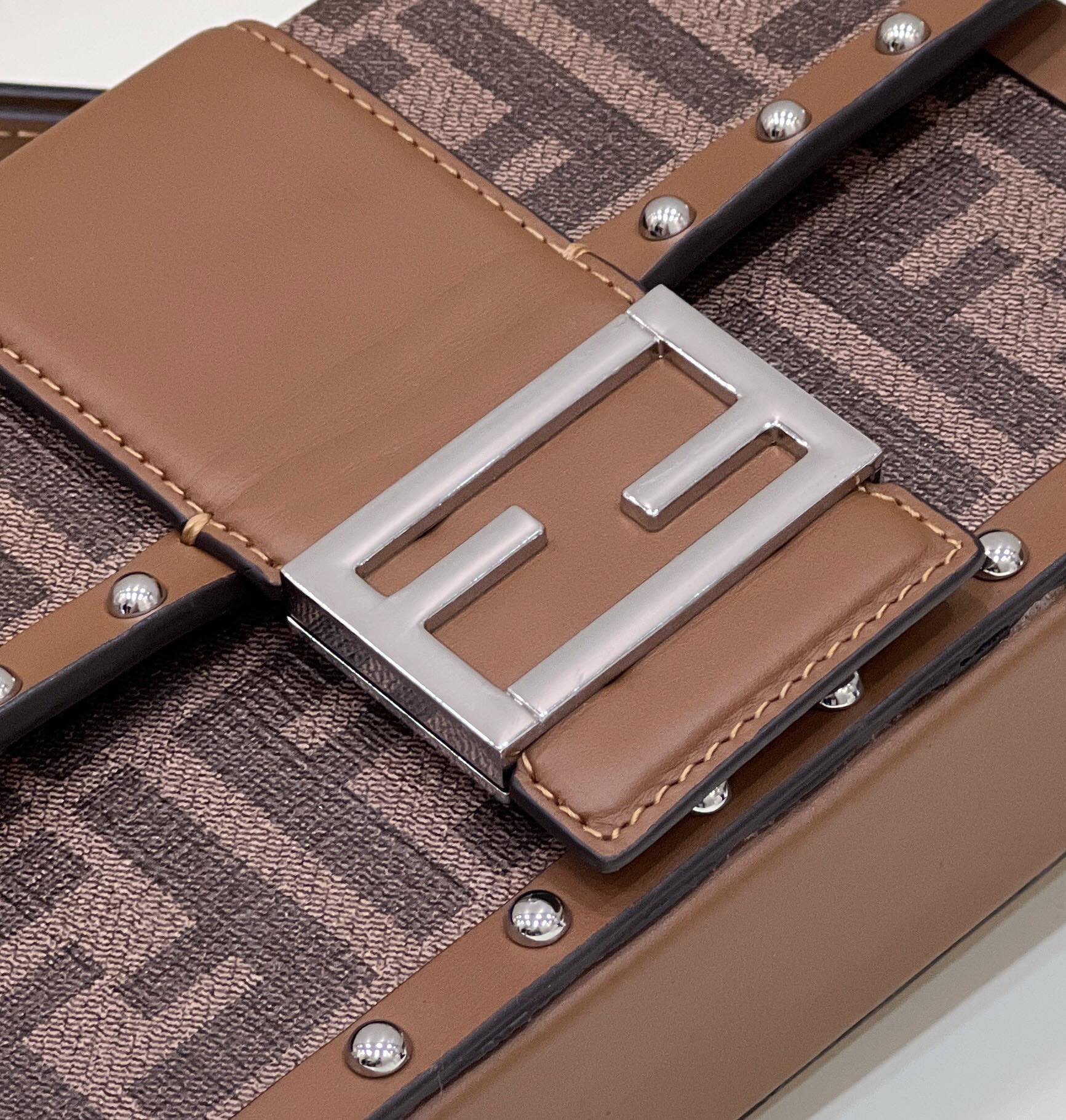 Fendi Baguette Trunk Mini Brown Fabric Bag(18.5-11.5-5cm) - DopestKickz