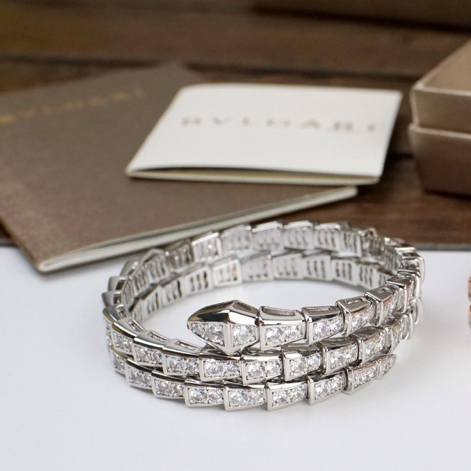 Bvlgari Serpenti Viper Two-Coil 18 Kt White Gold Bracelet - DopestKickz