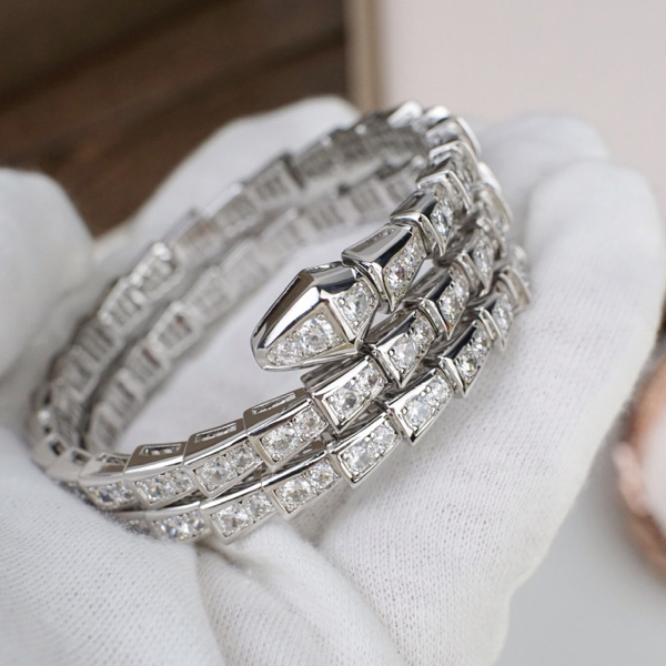 Bvlgari Serpenti Viper Two-Coil 18 Kt White Gold Bracelet - DopestKickz