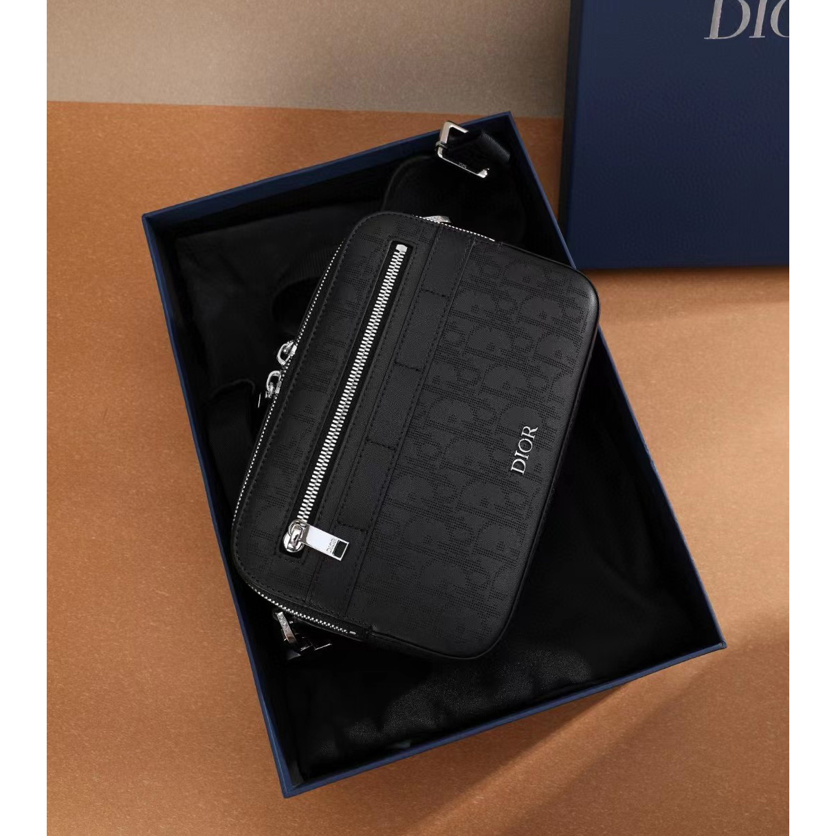 Dior Black Obique Galaxy Leather Safari Messenger Bag(22-15-6cm) - DopestKickz