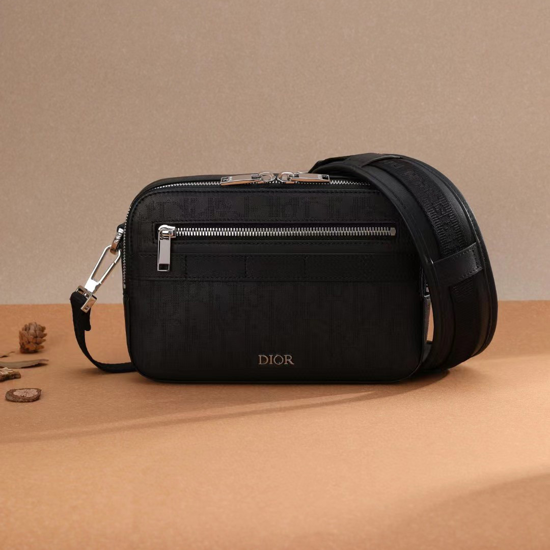 Dior Black Obique Galaxy Leather Safari Messenger Bag(22-15-6cm) - DopestKickz