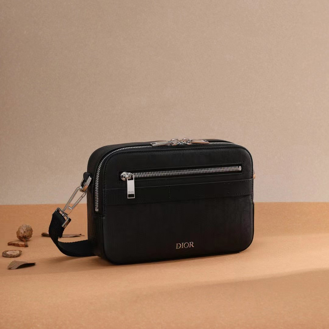 Dior Black Obique Galaxy Leather Safari Messenger Bag(22-15-6cm) - DopestKickz