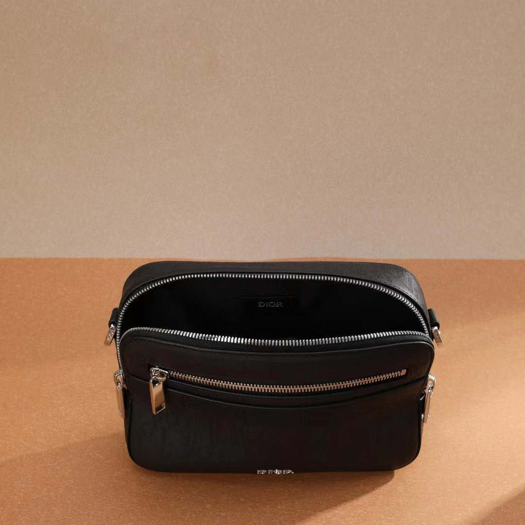 Dior Black Obique Galaxy Leather Safari Messenger Bag(22-15-6cm) - DopestKickz