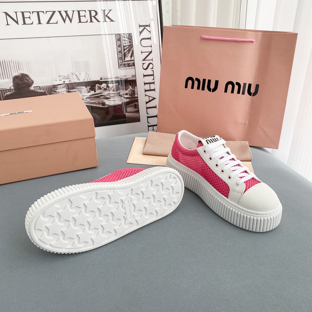 Miu Miu Mesh Flatform Sneakers - DopestKickz