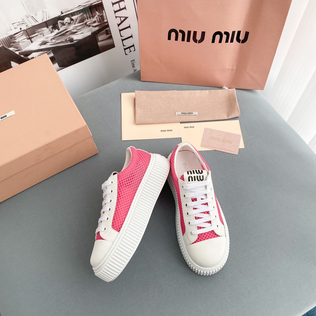 Miu Miu Mesh Flatform Sneakers - DopestKickz
