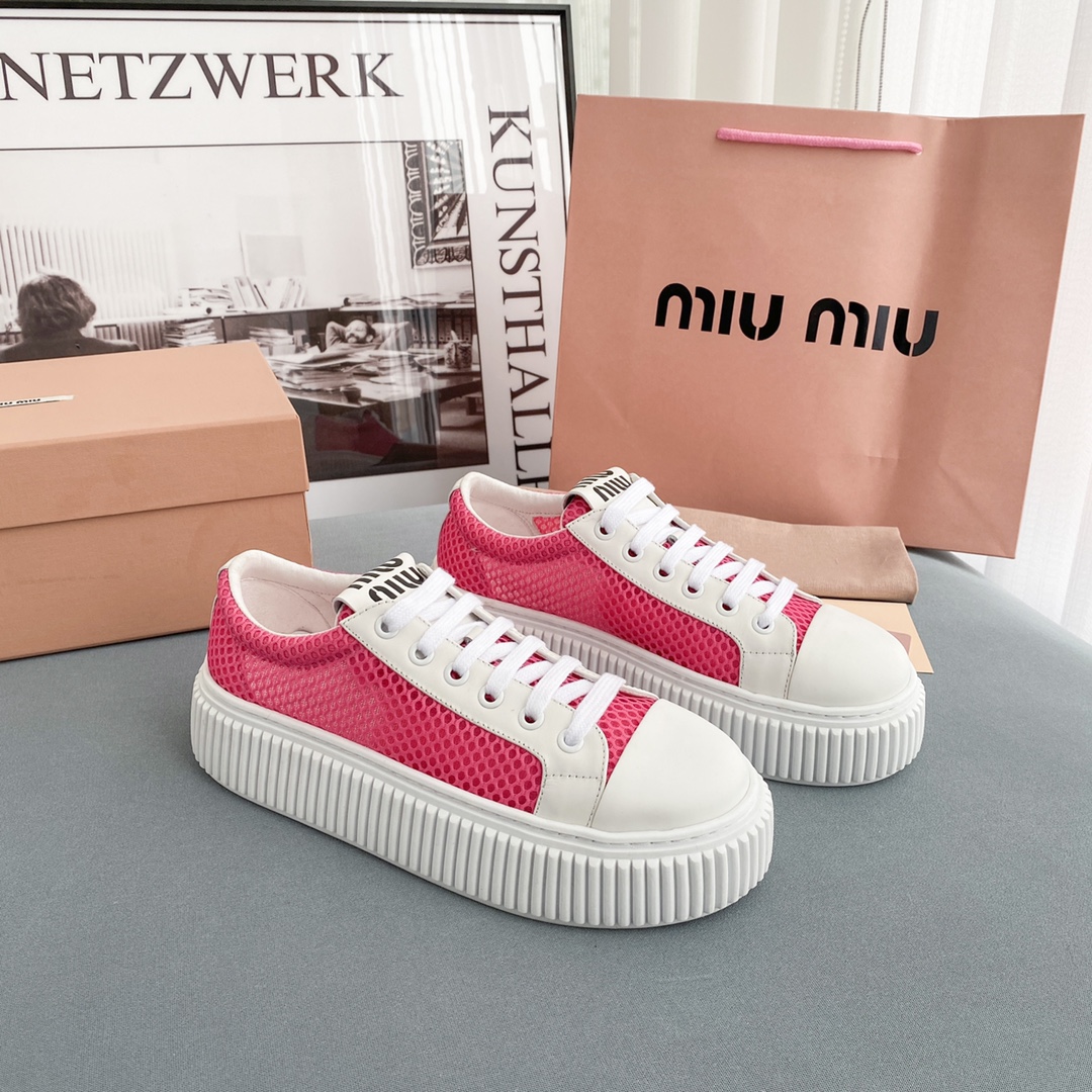 Miu Miu Mesh Flatform Sneakers - DopestKickz
