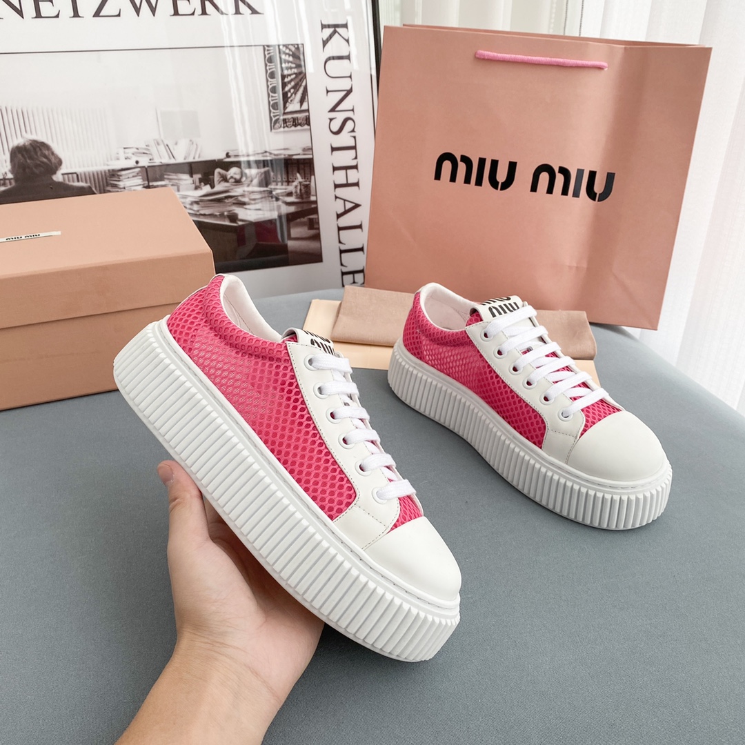 Miu Miu Mesh Flatform Sneakers - DopestKickz