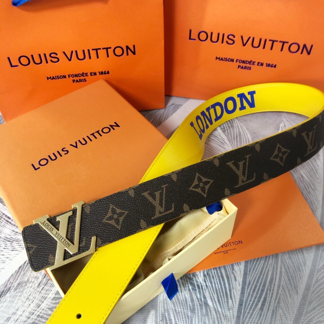 Louis Vuitton LV Pyramide Cities Exclusive 40MM Reversible Belt—London - DopestKickz