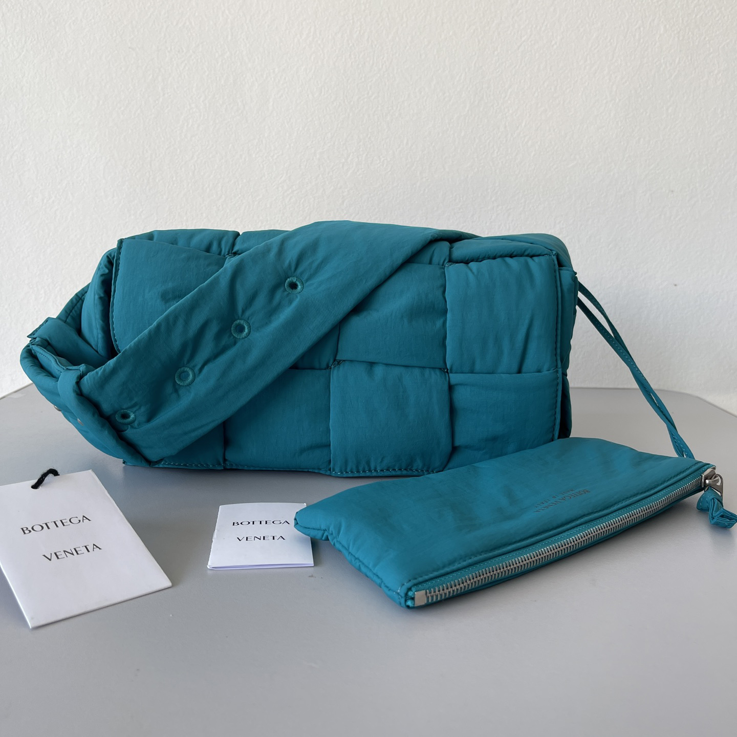 Bottega Veneta Padded Tech Cassette Padded Intreccio Nylon Cross-Body Bag(30-15-7.5cm) - DopestKickz