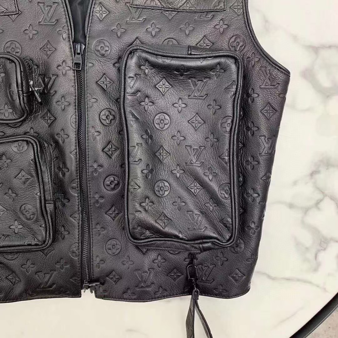 Louis Vuitton Black Monogram Leather Vest - DopestKickz