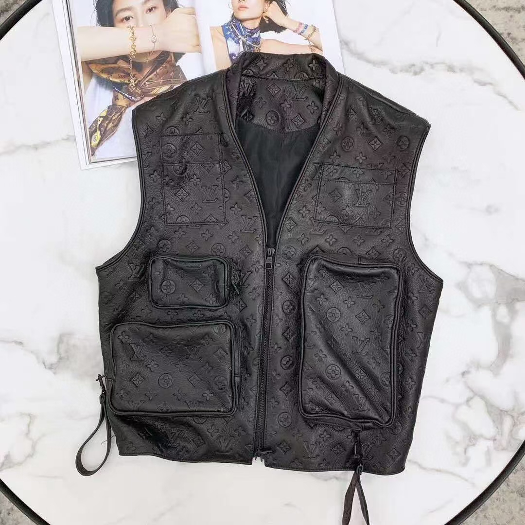 Louis Vuitton Black Monogram Leather Vest - DopestKickz